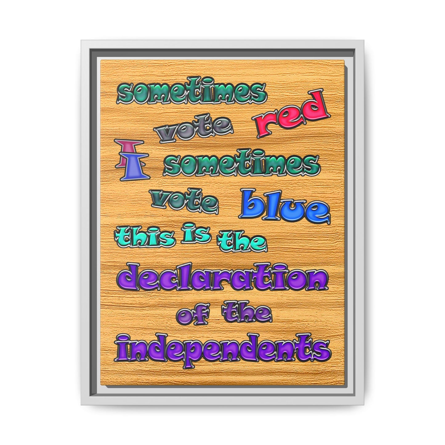 declaration of the independents - framed canvas art (butterscotch wood finish)