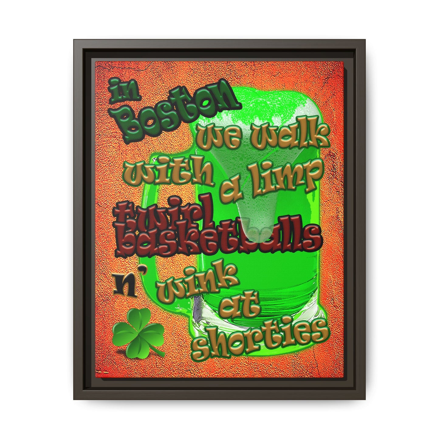 celtics logo - framed canvas art (burnt orange)