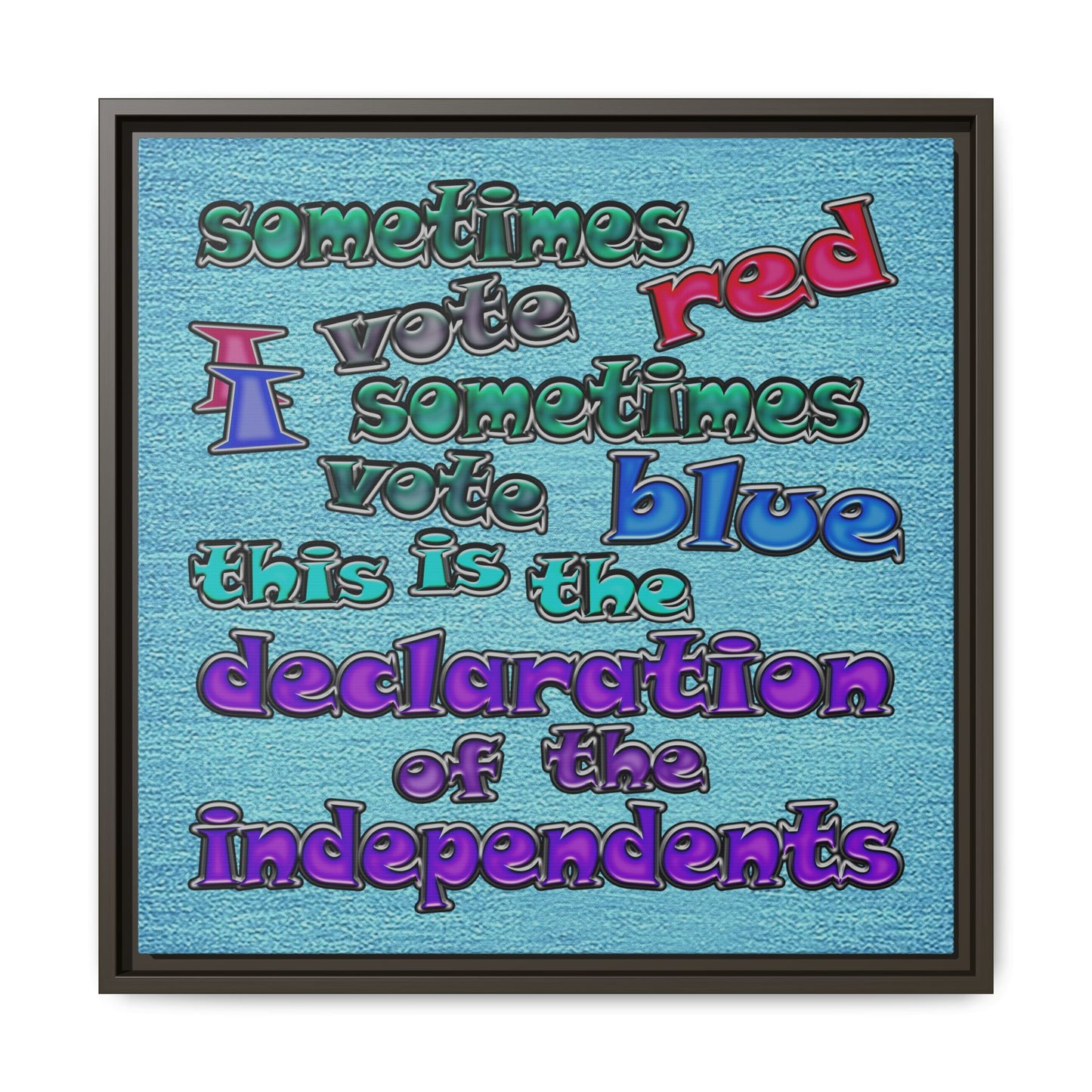 declaration of the independents - framed canvas art (faded blue)