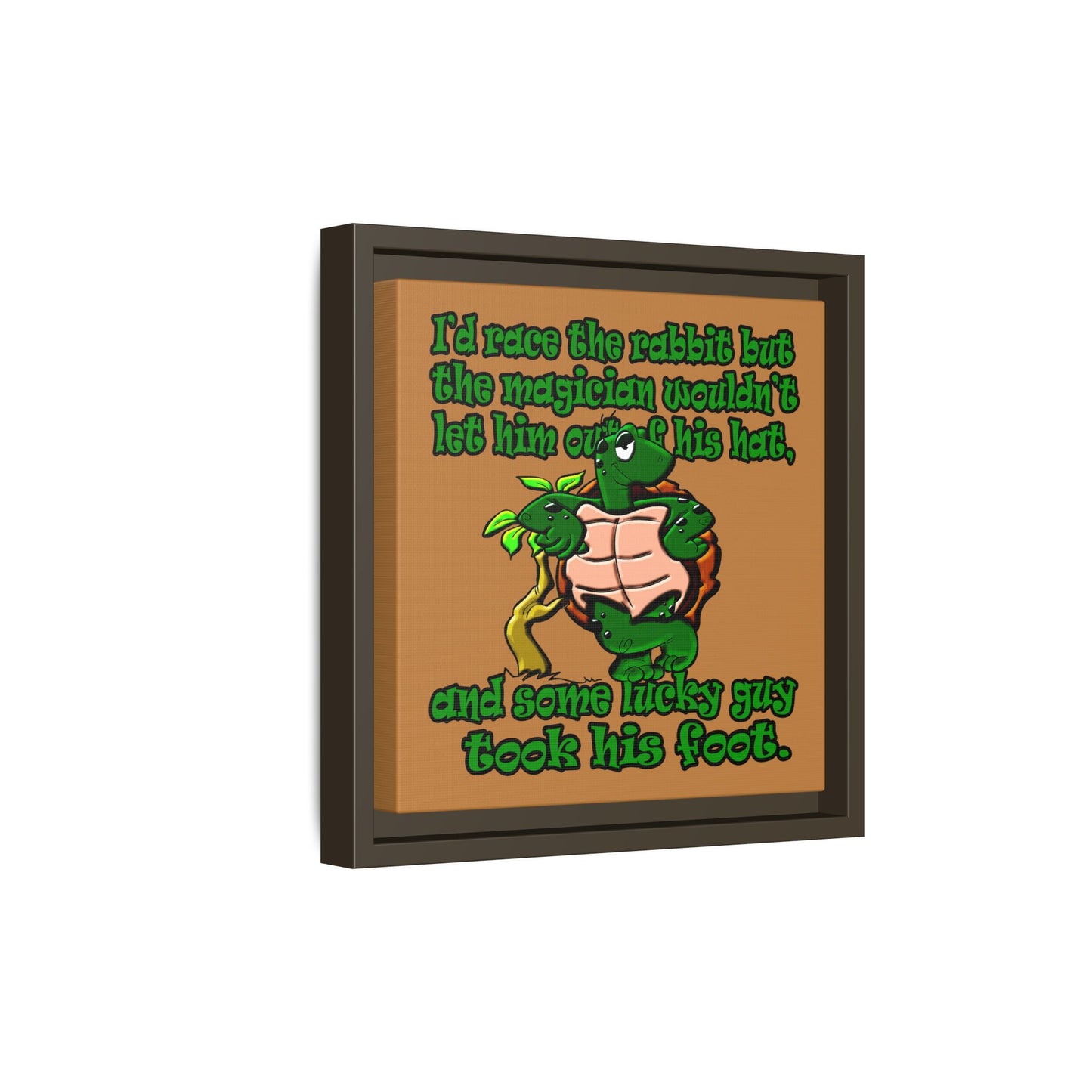 turtle race - framed canvas art (light brown)