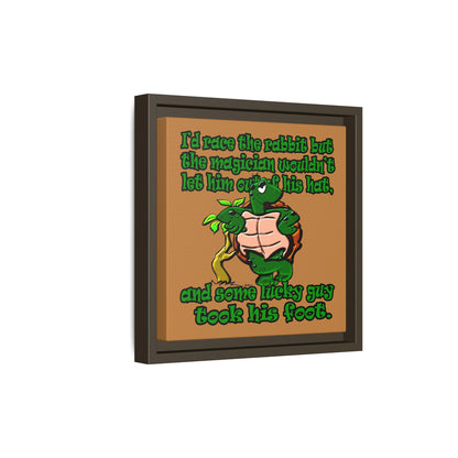 turtle race - framed canvas art (light brown)