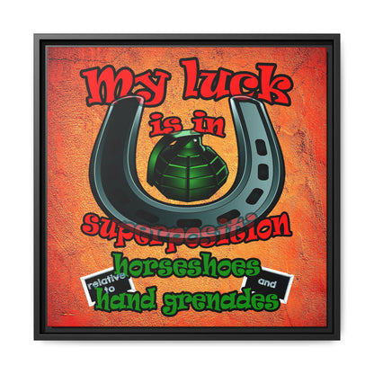 my luck - framed canvas art (burnt orange)