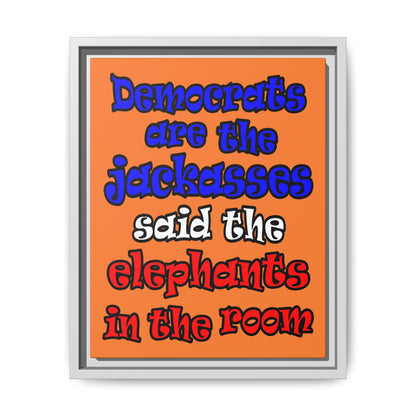 donkeys and elephants - framed canvas art (crusta)