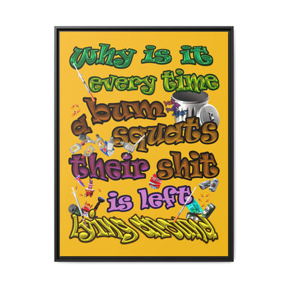 the bum's shit - framed canvas art (yellow)