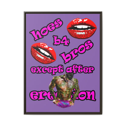 hoes b4 bros - framed canvas art (light purple)