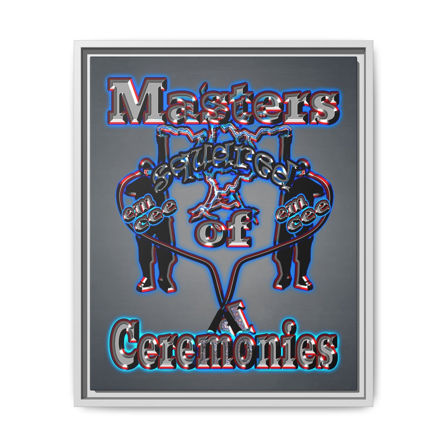em cee squared - framed canvas art (grey-light grey)