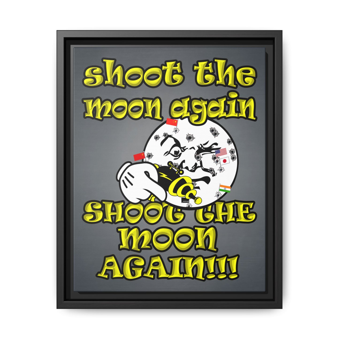 shoot the moon again - framed canvas art (grey-light grey)