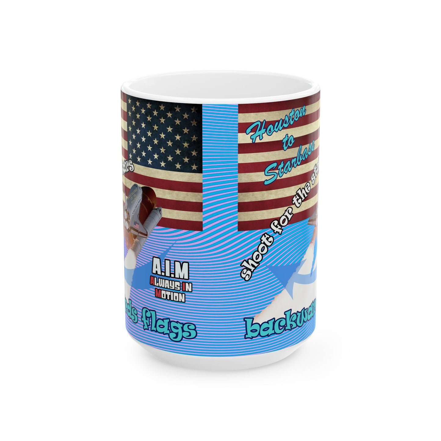 shoot for the stars - White Mug (light blue-purple wave)