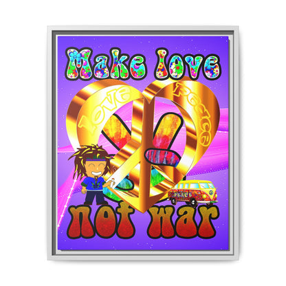 love peace - framed canvas art (purple-pink wave)