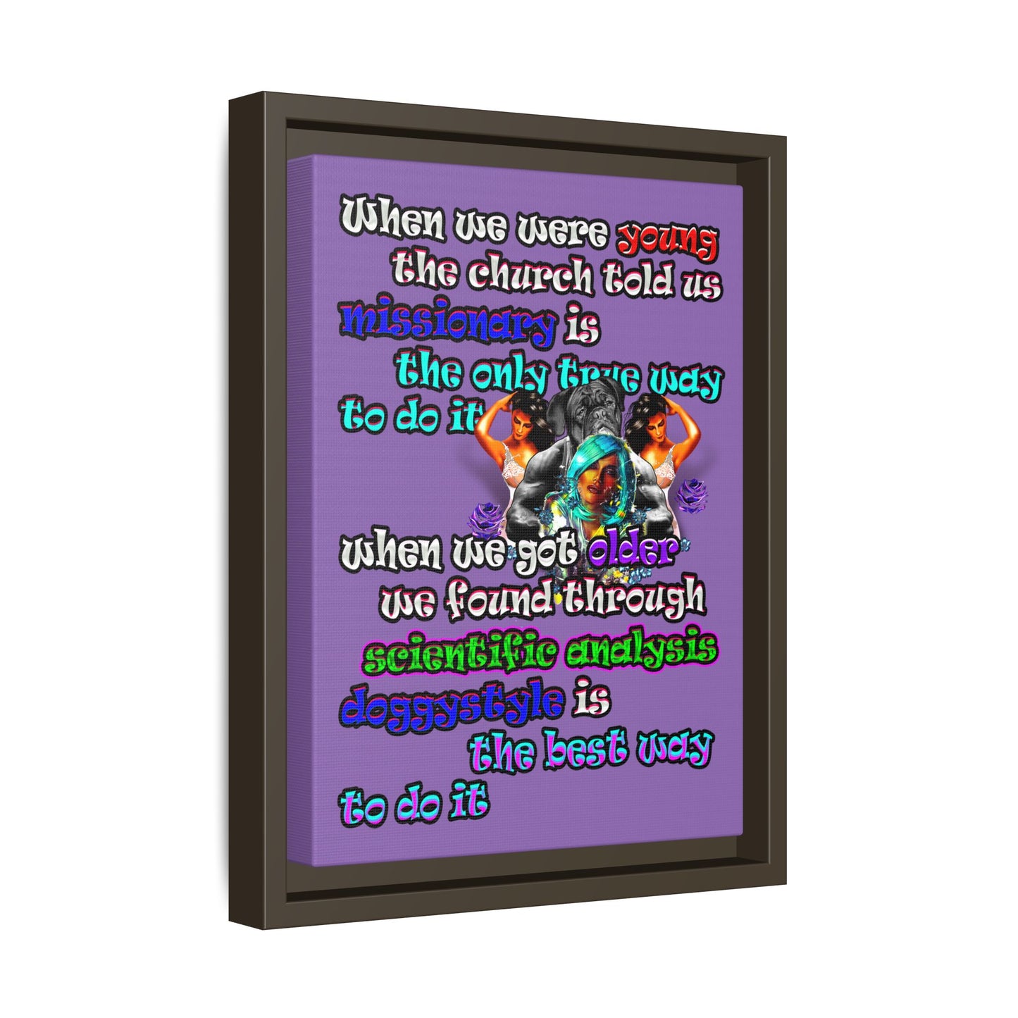 doggystyle - framed canvas art (light purple)
