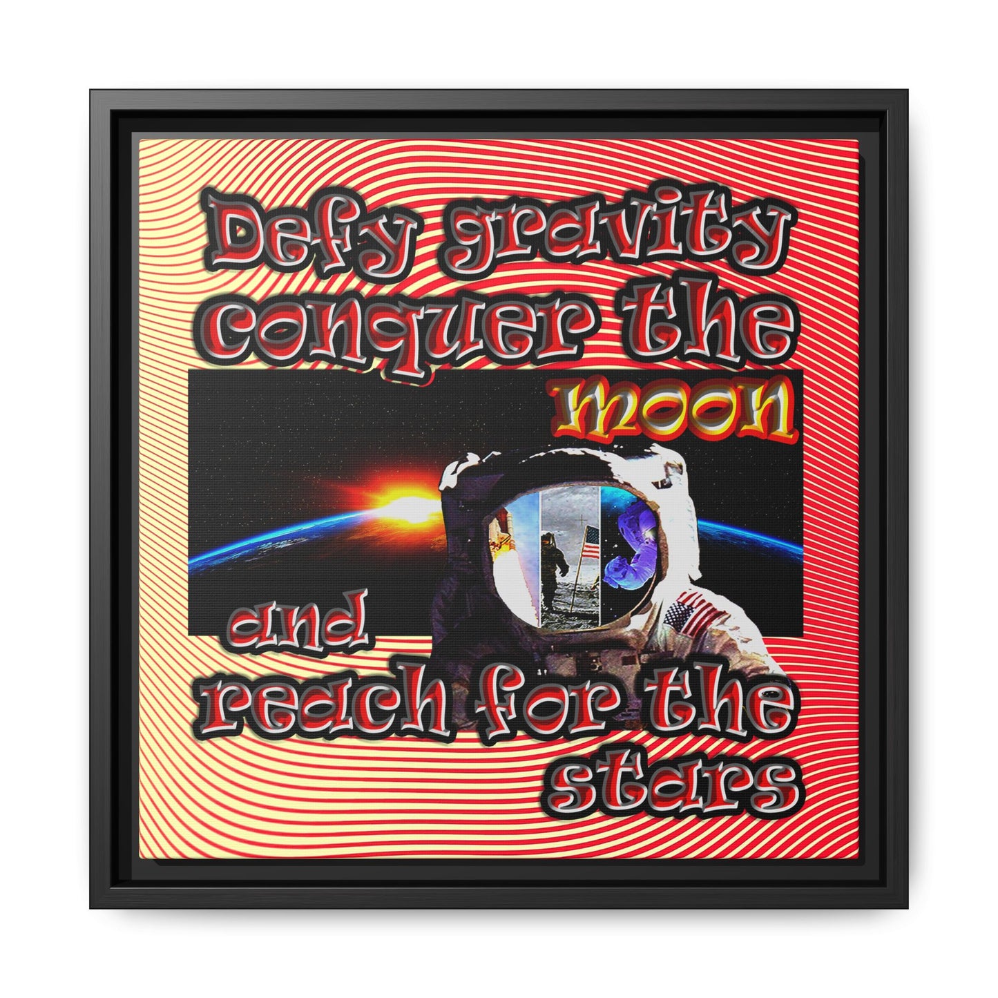 defy conquer reach - framed canvas art (yellow-orange wave)