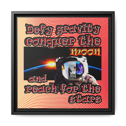 defy conquer reach - framed canvas art (yellow-orange wave)