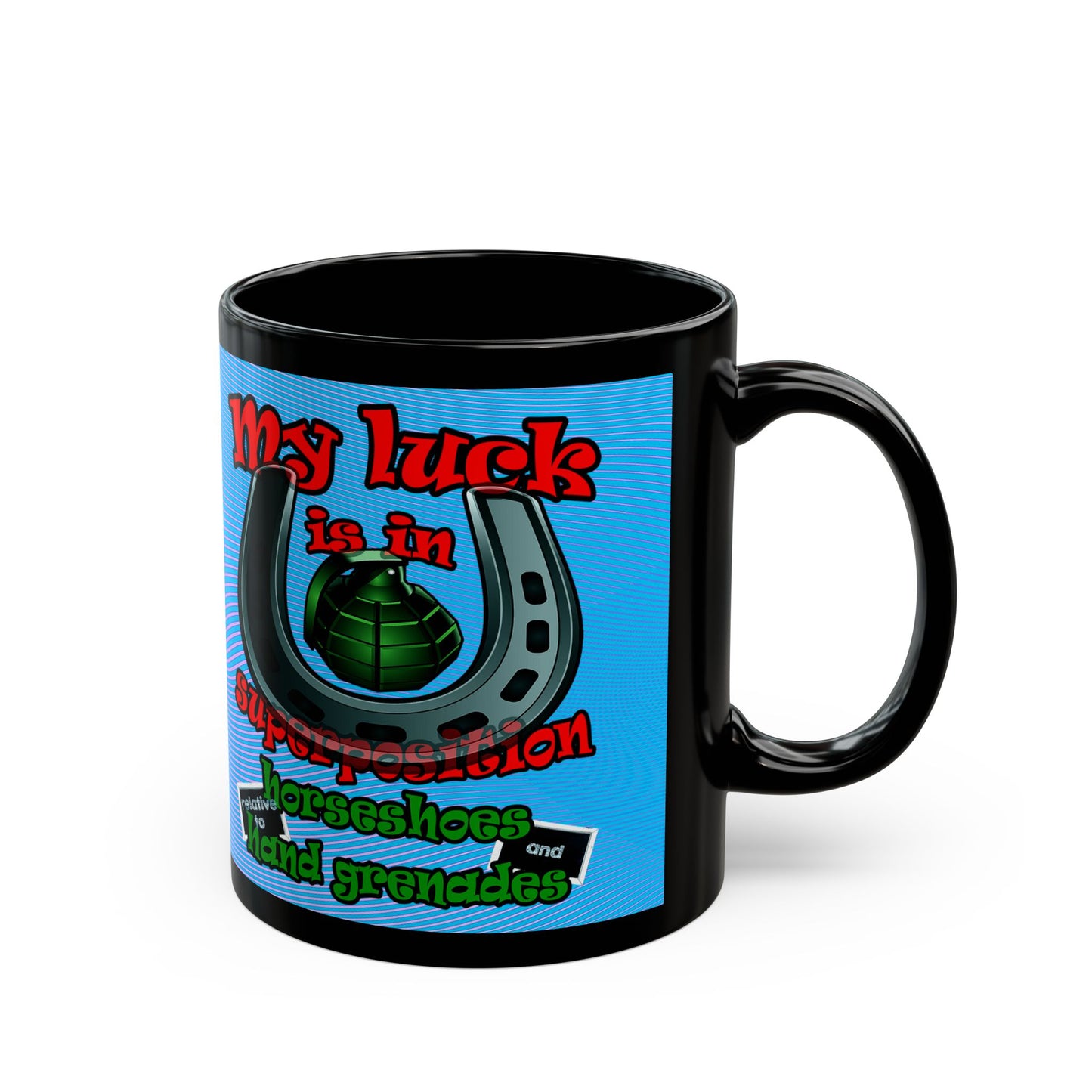 my luck - Black Mug (light blue-purple wave)