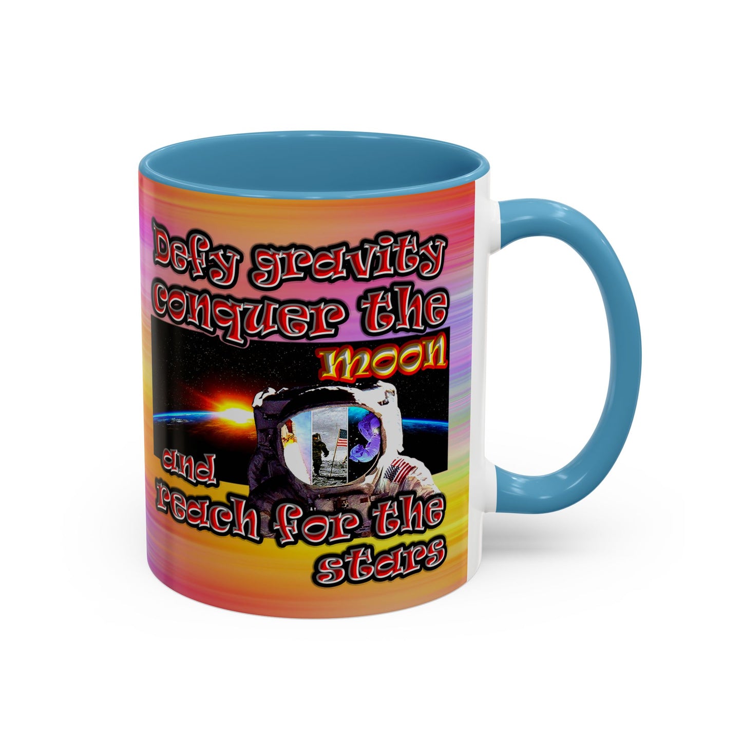 defy conquer reach - Accent Mug (color blur)