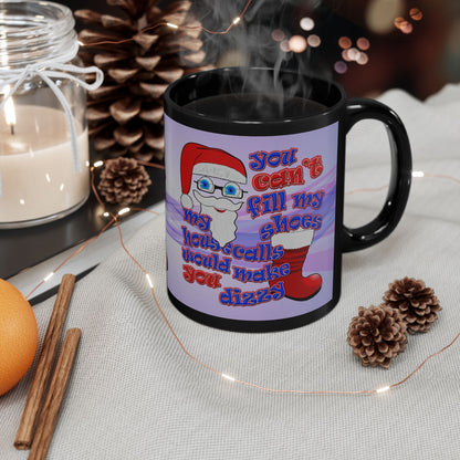 santa's shoes - Black Mug (light blue-pink wave)