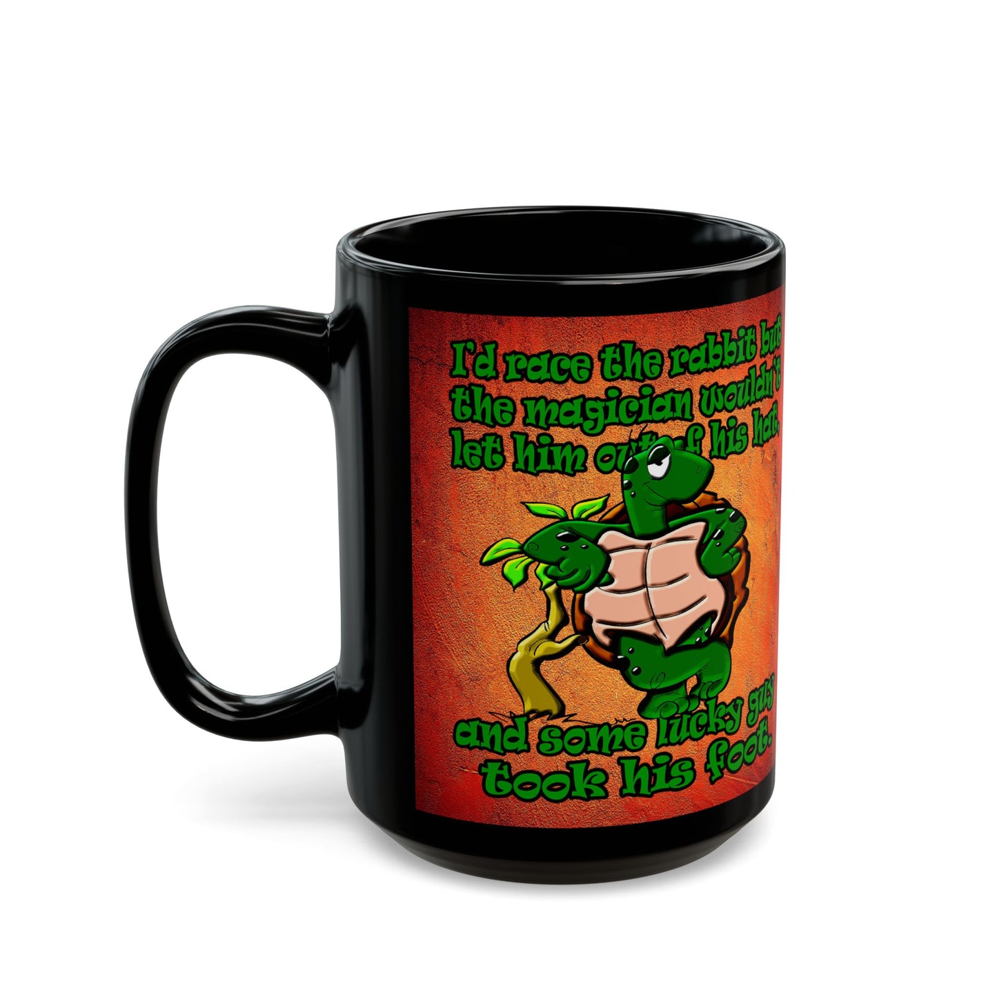 turtle race - Black Mug (burnt orange)