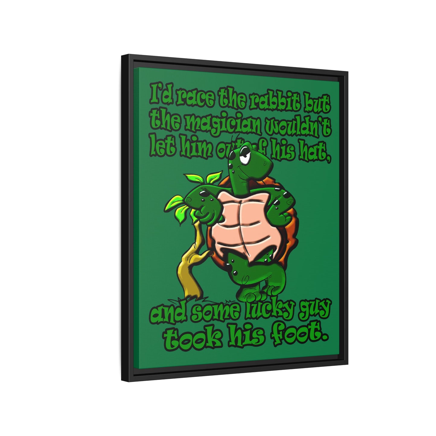 turtle race - framed canvas art (dark green)