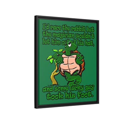 turtle race - framed canvas art (dark green)