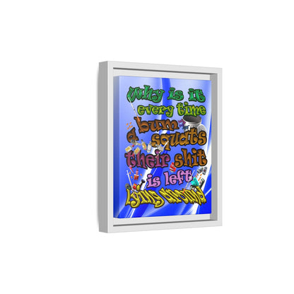 the bum's shit - framed canvas art (blue-white wave)