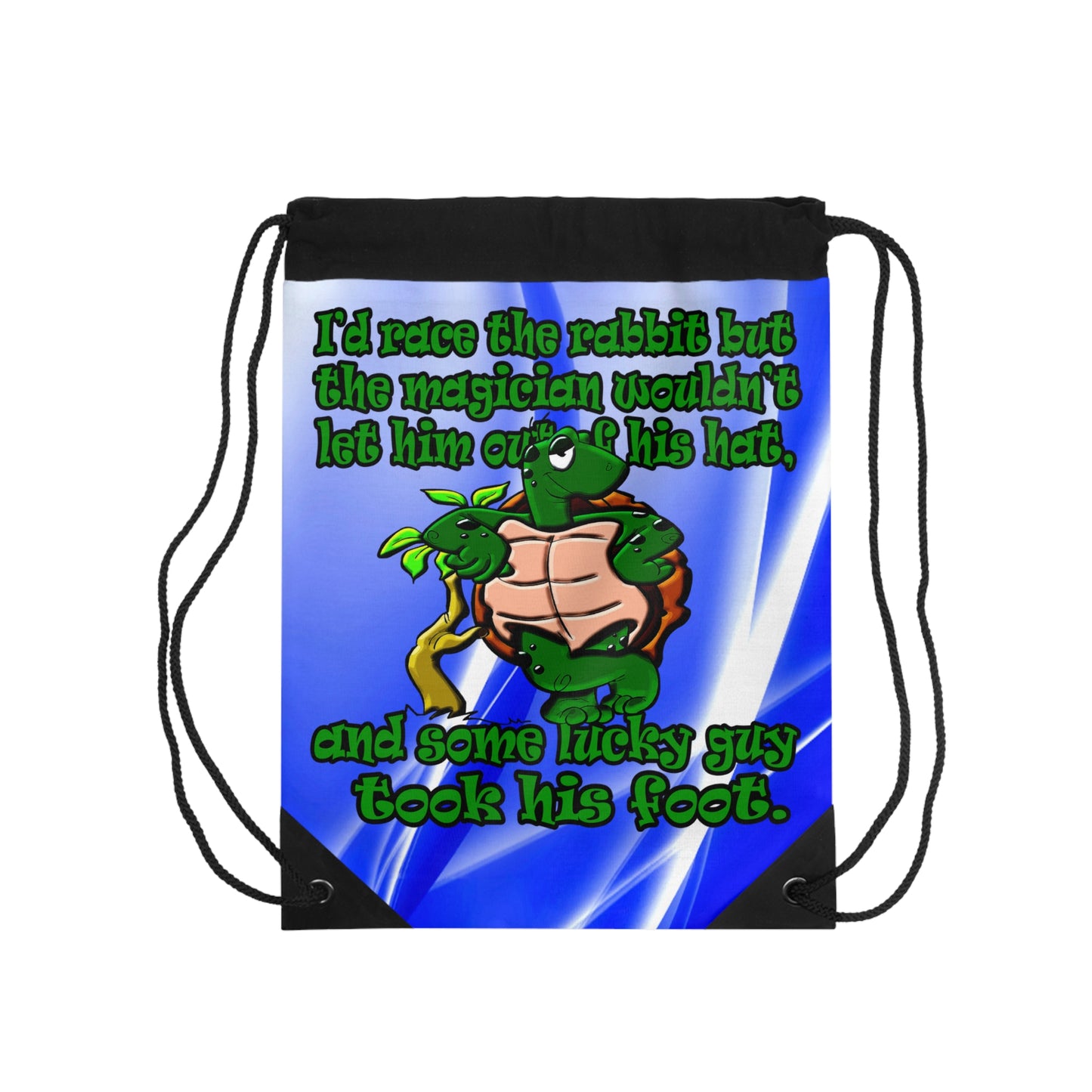 turtle race - Drawstring Bag (blue-white wave)