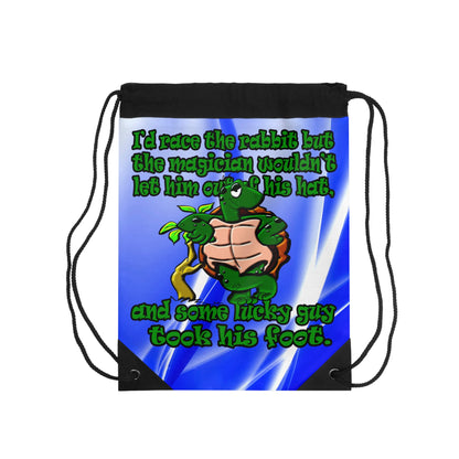turtle race - Drawstring Bag (blue-white wave)