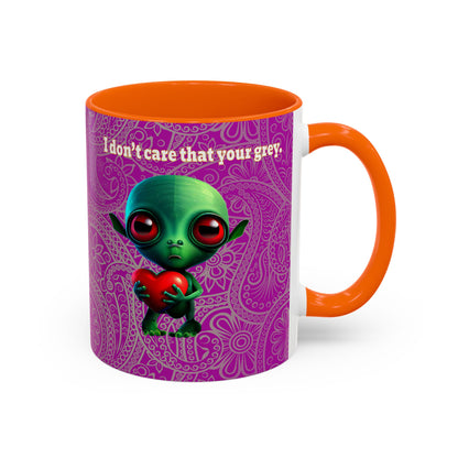 I don't care that your grey - Accent Mug (pink swirl)