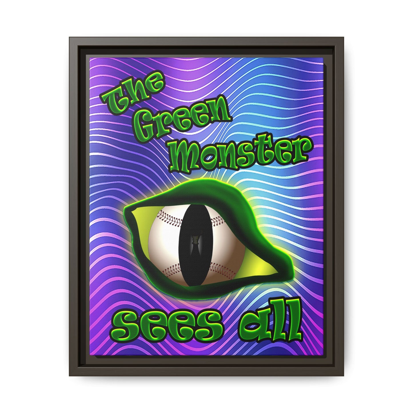 green monster - framed canvas art (purple wave)