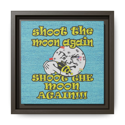 shoot the moon again - framed canvas art (faded blue)