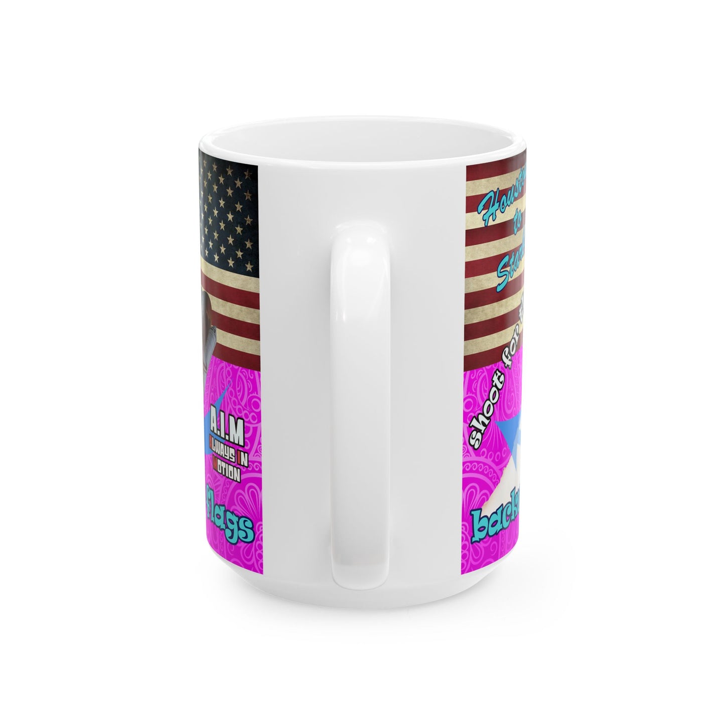 shoot for the stars - White Mug (pink swirl)