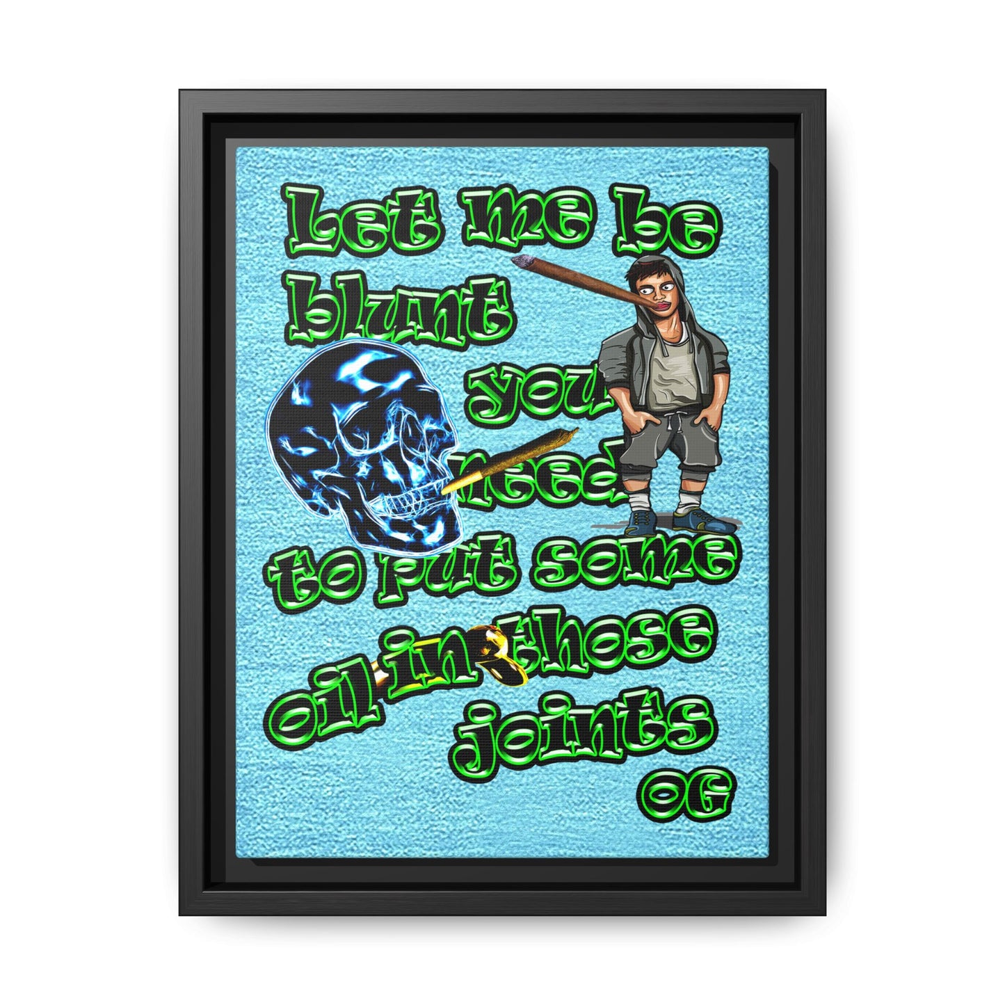 og - framed canvas art (faded blue)