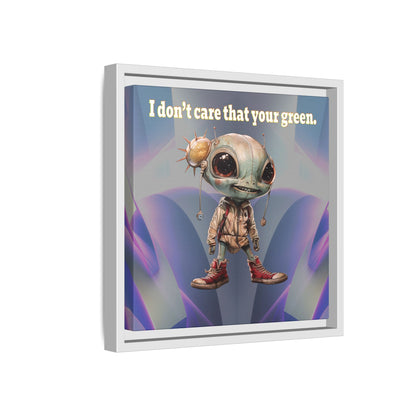 I don't care that your green - framed canvas art (grey-pink wave)