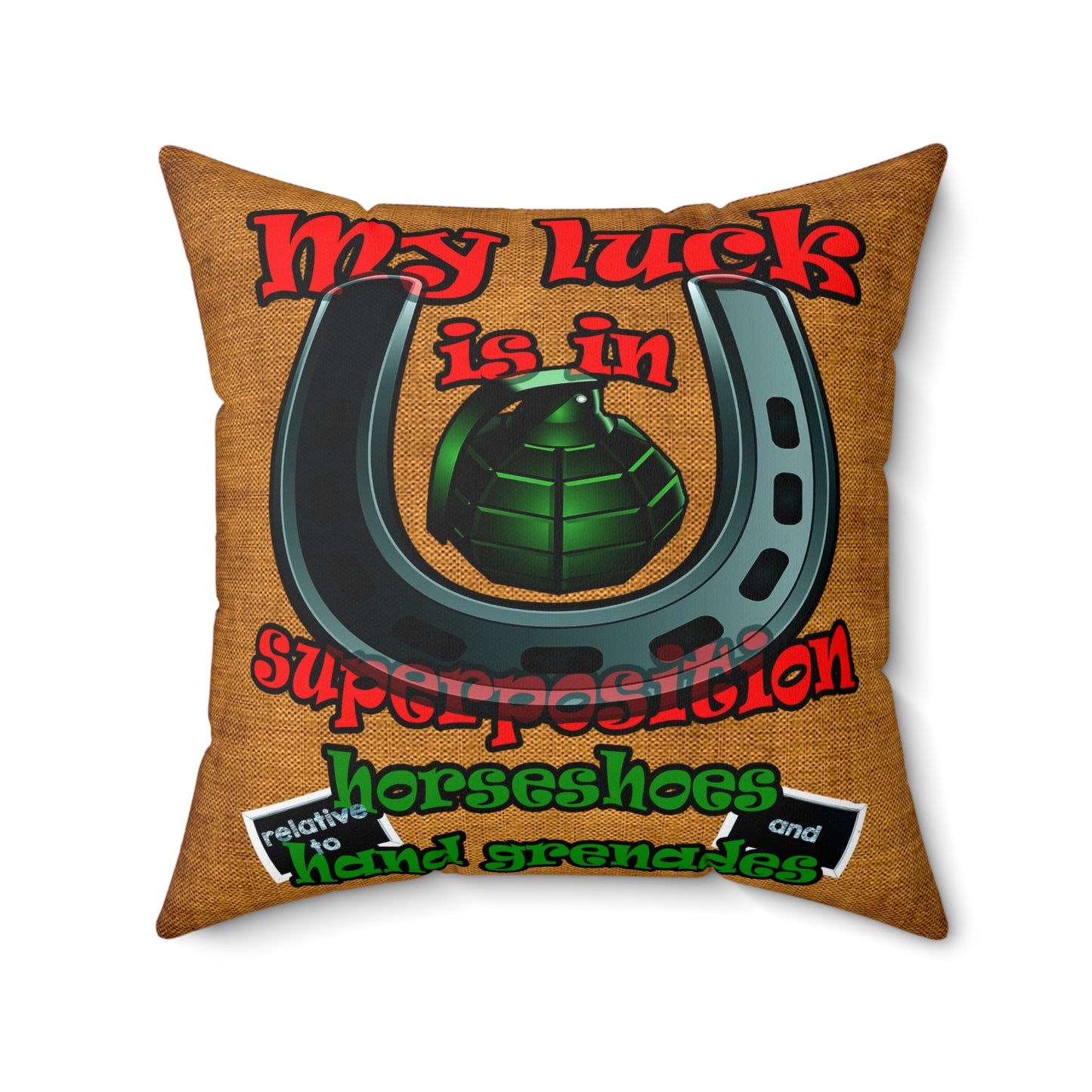 my luck - Spun Polyester Square Pillow - (dichromatic brown papyrus)