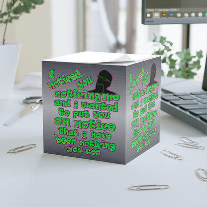 noticed you noticing - note cube (brushed nickel)