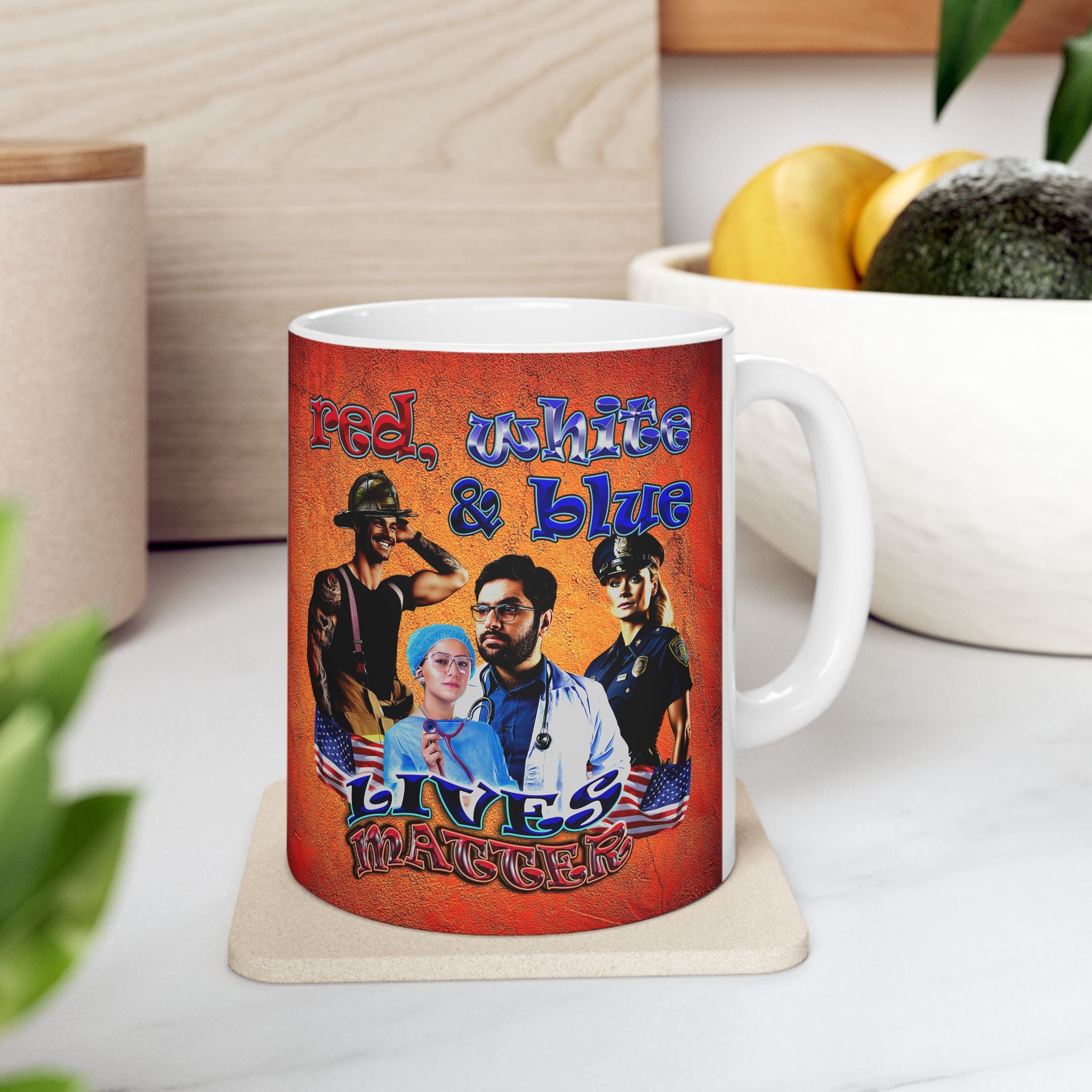 rw&b lives matter - White Mug (burnt orange)