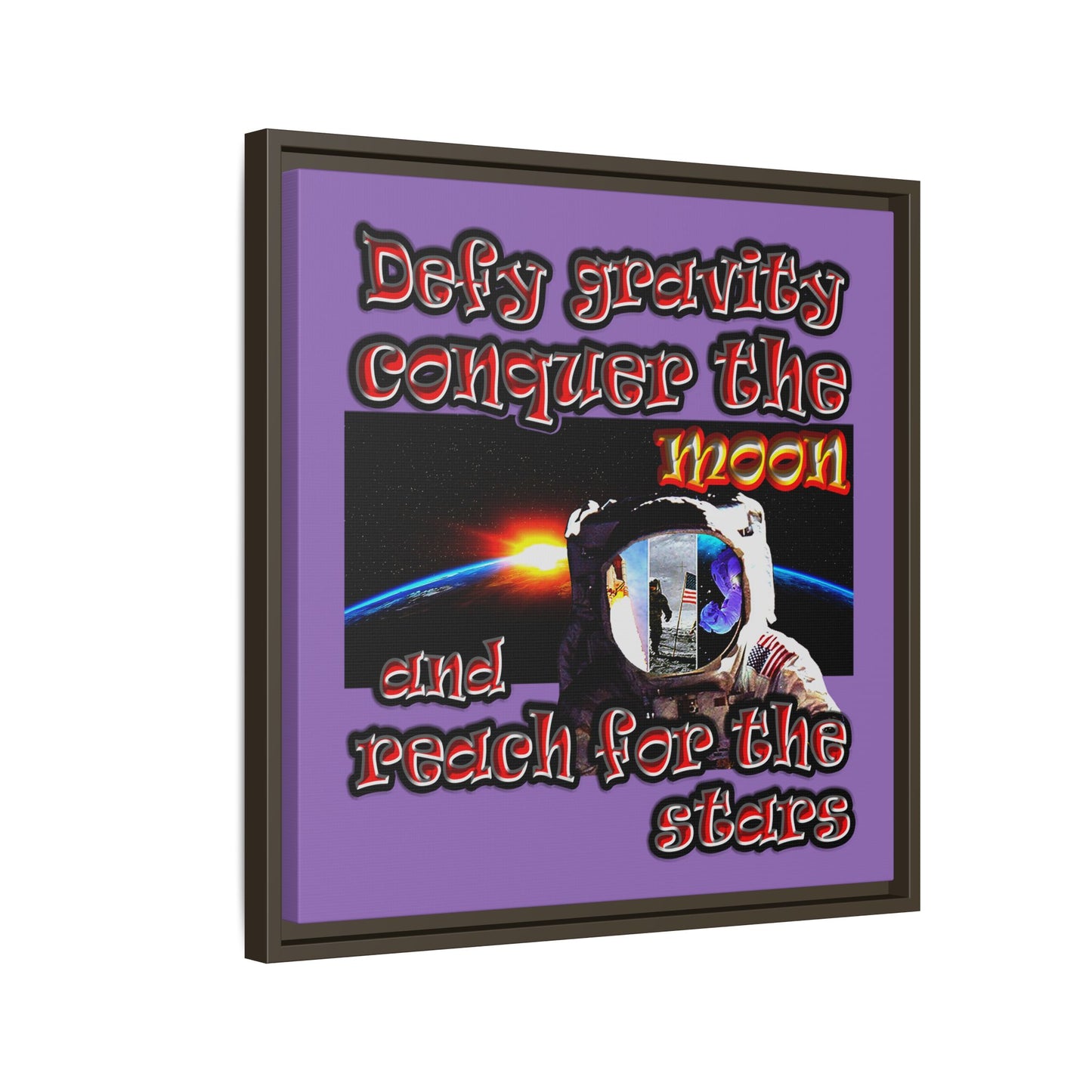 defy conquer reach - framed canvas art (light purple)