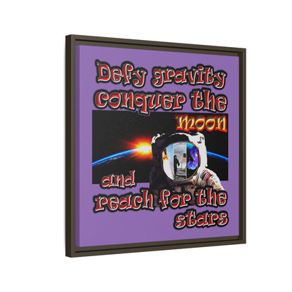 defy conquer reach - framed canvas art (light purple)