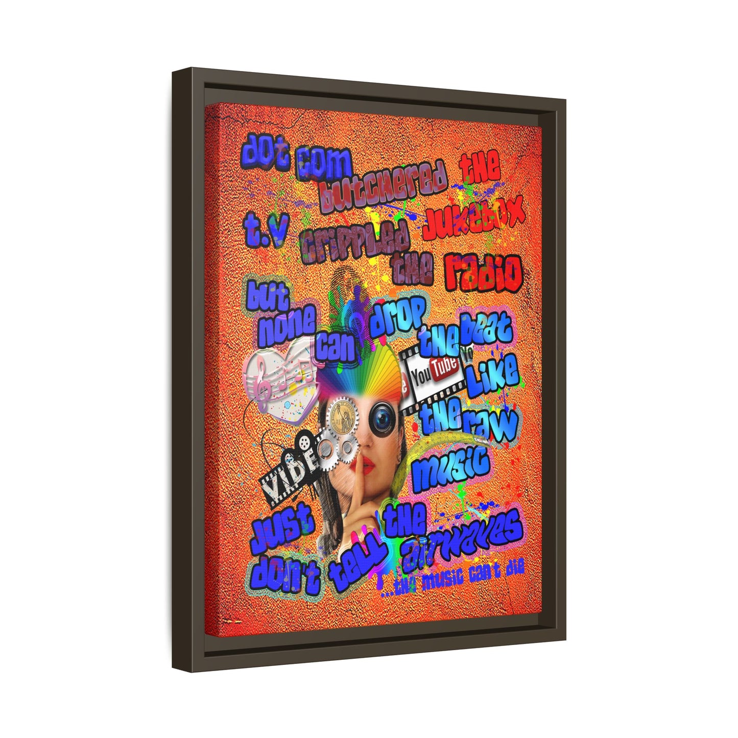 drop the beat - framed canvas art (burnt orange)