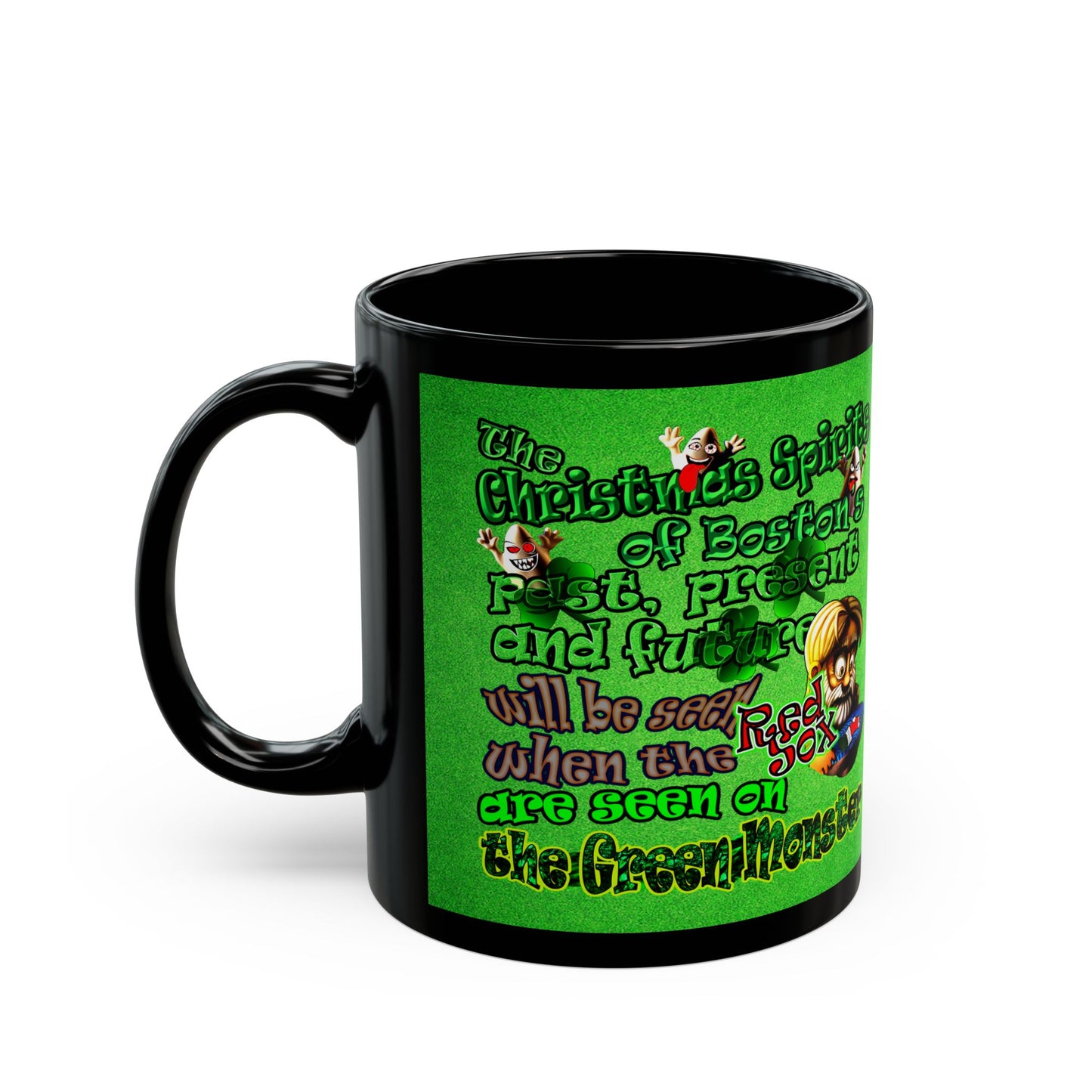 christmas spirits of boston - Black Mug (green turf)
