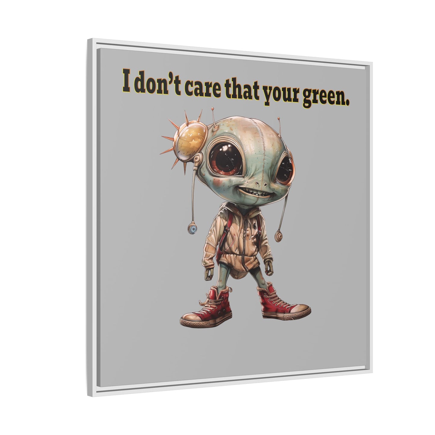 I don't care that your green - framed canvas art (light grey)