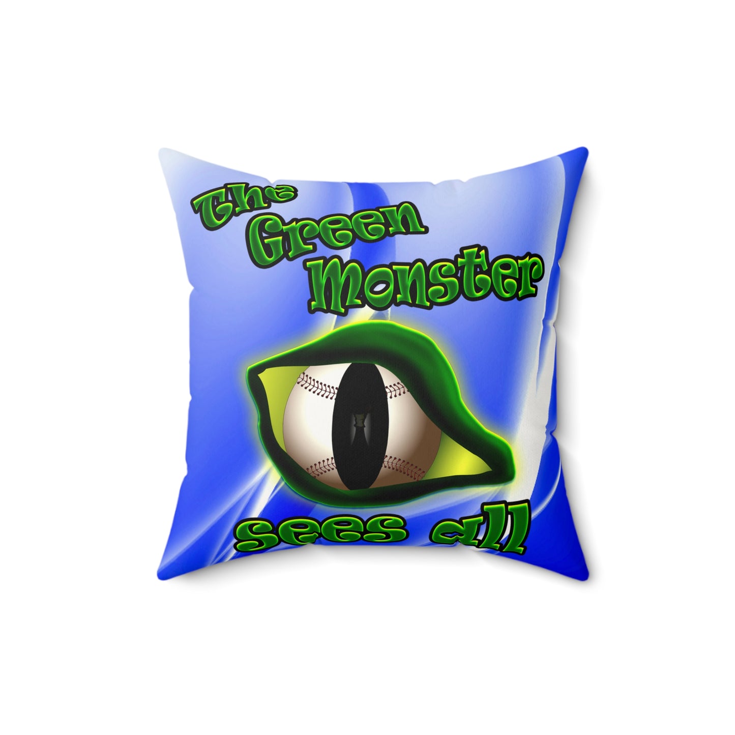 green monster - Faux Suede Square Pillow - (blue-white wave)