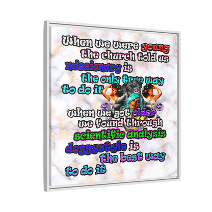 doggystyle - framed canvas art (white marble)