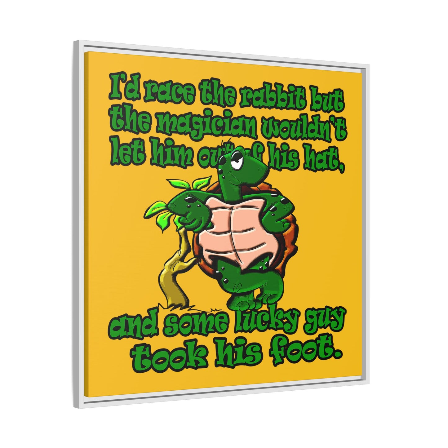 turtle race - framed canvas art (yellow)