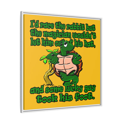 turtle race - framed canvas art (yellow)