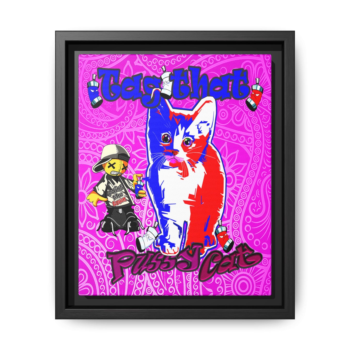 tag that - framed canvas art (pink swirl)