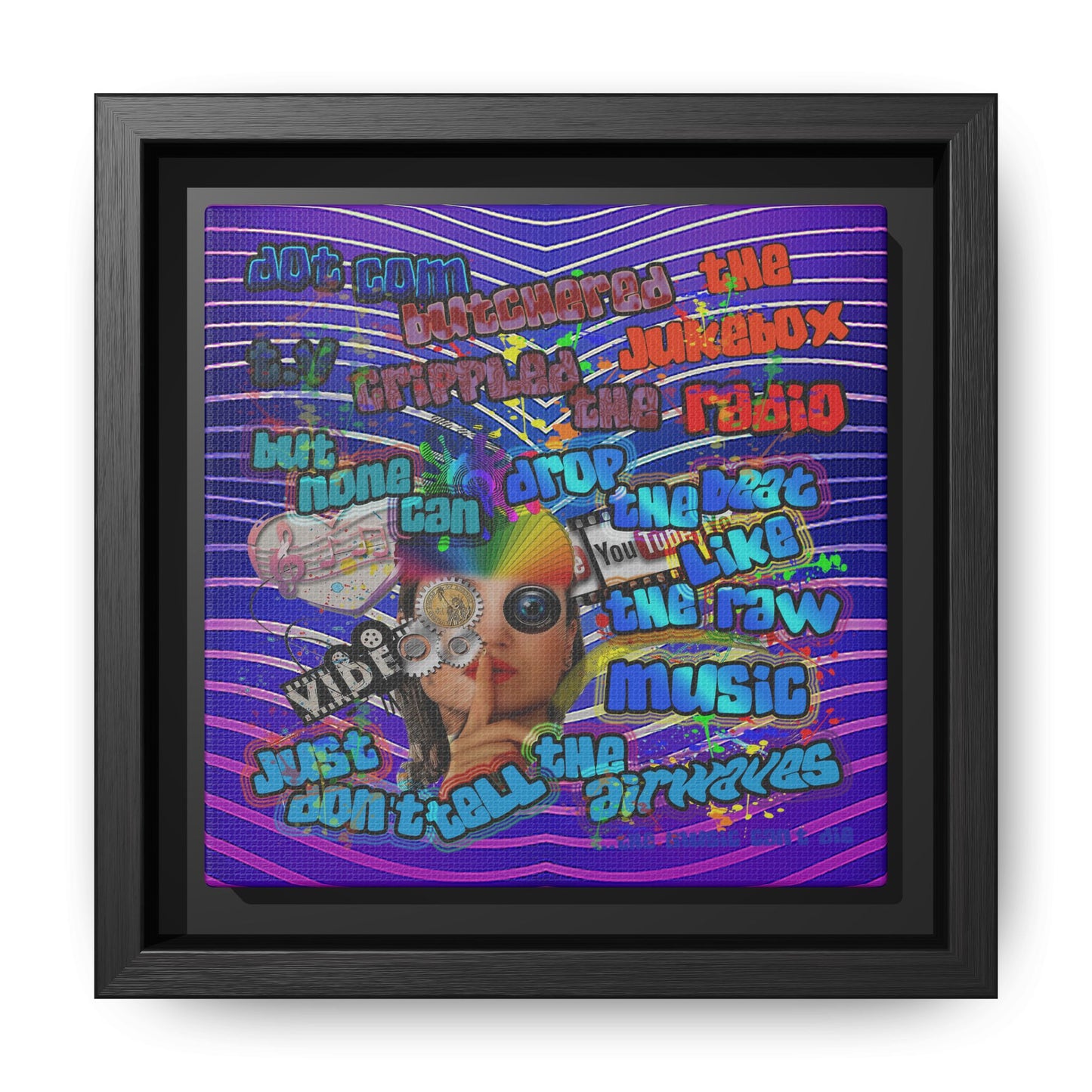 drop the beat - framed canvas art (purple wave)