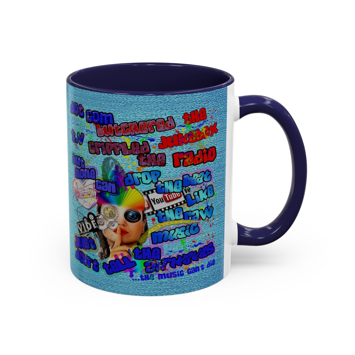 drop the beat - Accent Mug (faded blue)