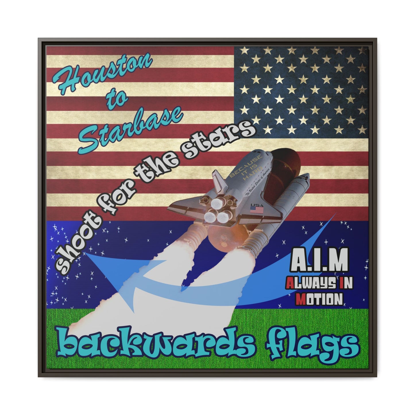shoot for the stars - framed canvas art ('snoops' background)