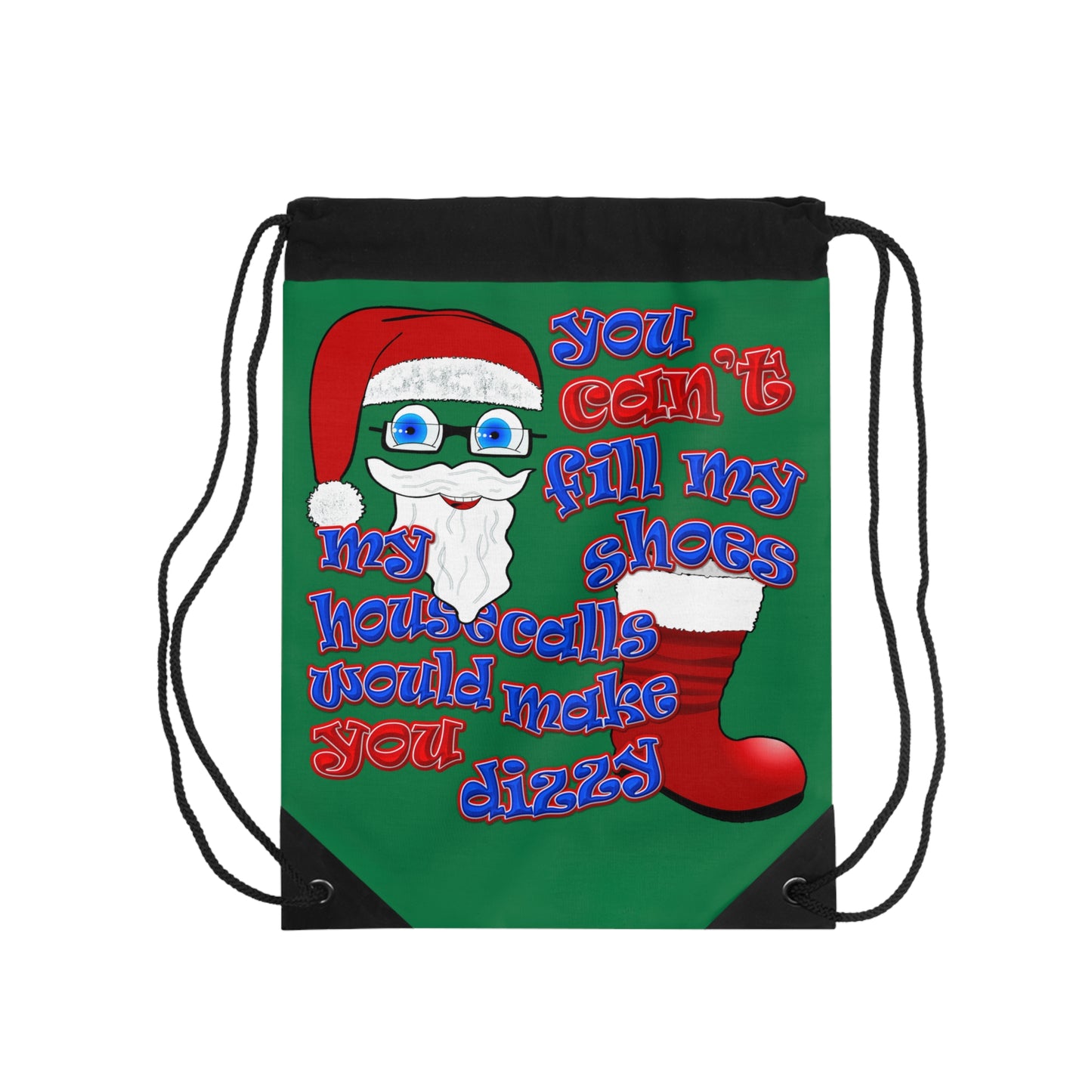 santa's shoes - Drawstring Bag (dark green)