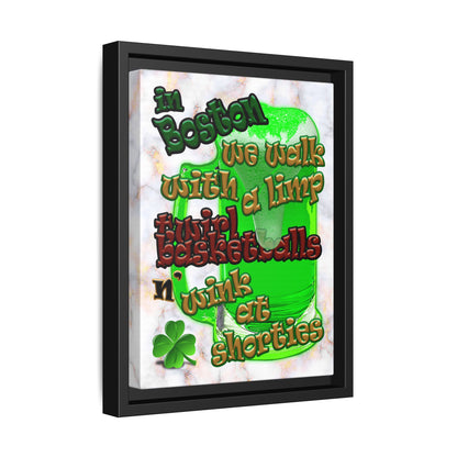 celtics logo - framed canvas art (white marble)