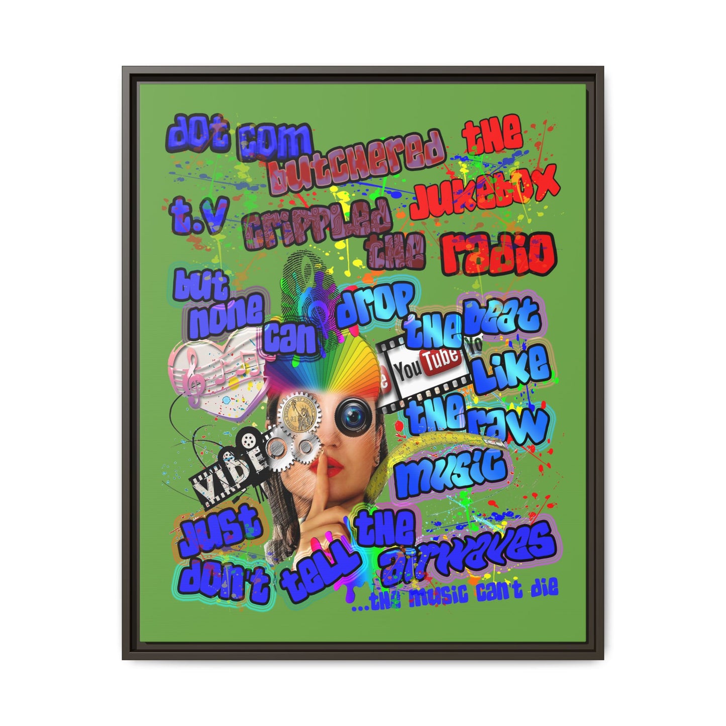 drop the beat - framed canvas art (green)